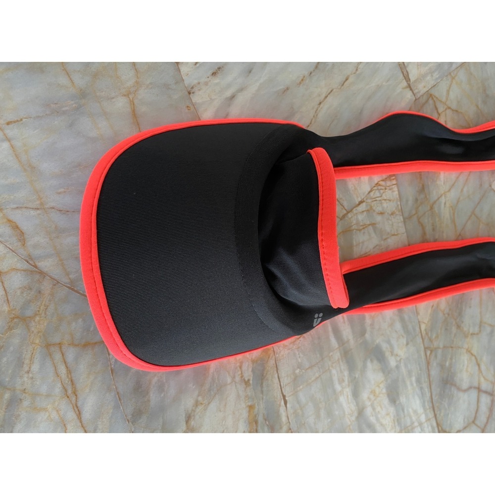 Scunci  Running Visor Black Neon Coral Tie Back Adjustable Athletic Hat